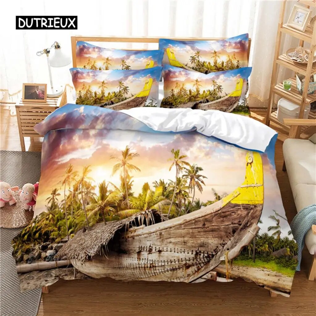 Coconut Tree Beach Bedding Set Duvet Cover Set 3d Bedding Digital