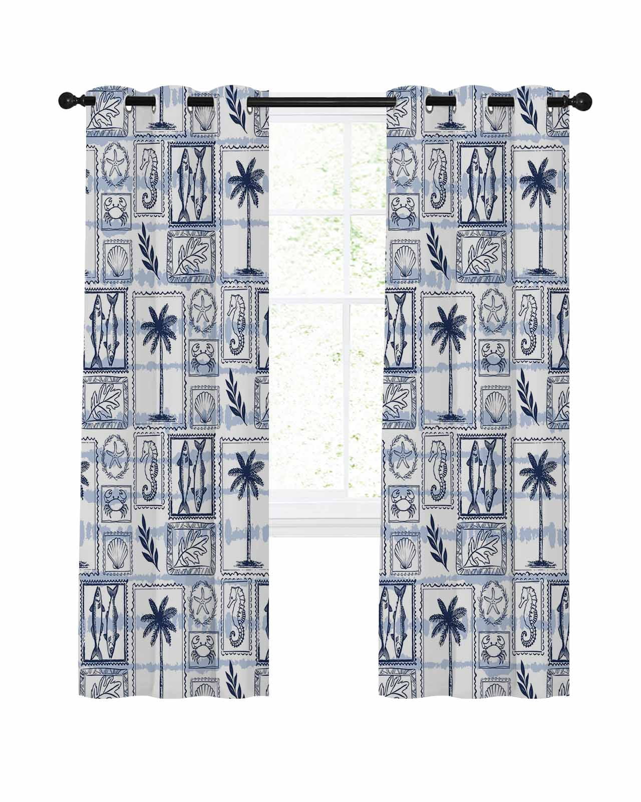Coconut Tree Blackout Curtains for Bedroom Living Room, Summer Shell ...