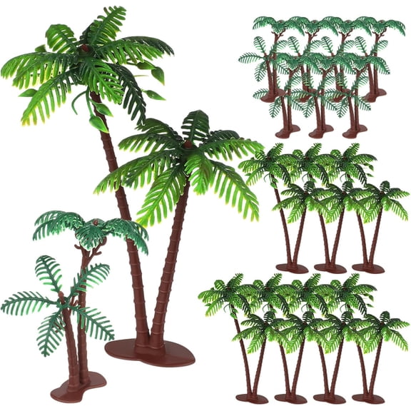 Coconut Tree Cake Toppers 16Pcs Mini Artificial Palm Trees 5.62X2.75X1.77In Tropical Beach Party Decorations Jungle Theme Cupcake and Cake Decor