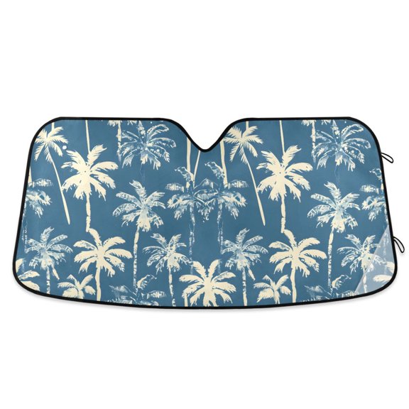 Coconut Tree Car Windshield Sun Shade Foldable Car Front Window Visor Heat and UV Protection 53x23.5