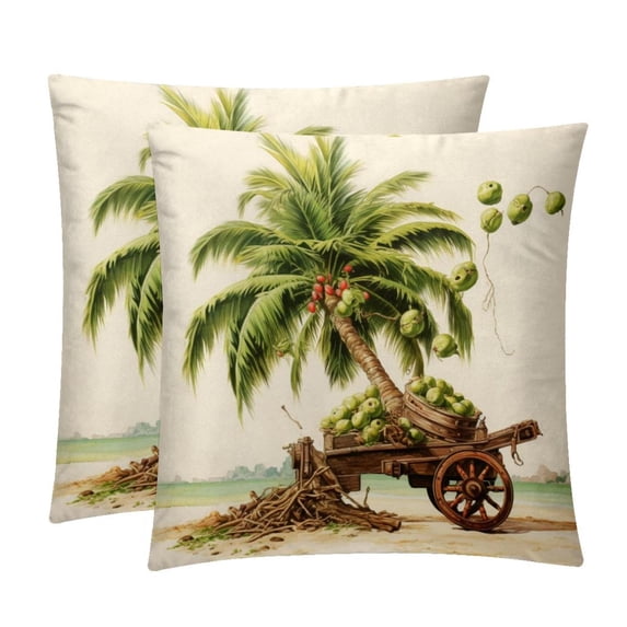 Coconut Tree Chair Pillow Covers Set of 2 Throw Pillow Decorative Pillows Velvet with Unique Patterns for Various Occasions - Available in 16x16, 18x18, and 20x20 Inches