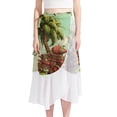 thumbnail image 1 of Coconut Tree Chic Chiffon Summer Dress: Beach Skirt with Polyester Straps, 1 of 1