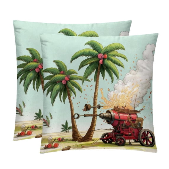 Coconut Tree Covers Set of 2 with Velvet Fabric and Unique Patterns for 16x16, 18x18, 20x20 Inch Throw Pillow Inserts, Throw Pillows, Throw Pillow - for Any Occasion