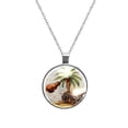 thumbnail image 1 of Coconut Tree Elegant Circular Glass Pendant Necklace, 1 of 5