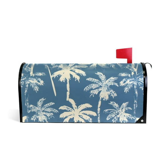 Coconut Tree Mailbox Covers Magnetic Post Box Cover Wraps Standard Size 25.5"x21" Waterproof Home Garden Yard Outside Decor