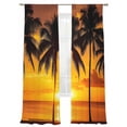 thumbnail image 1 of Coconut Tree Sheer Curtains 108 Inch Long 2 Panels, Summer Beach Ocean Sunset Modern Light Filtering Rod Pocket Curtains, Sheer Voile Drapes for Living Room Bedroom, 52"x108", 1 of 8