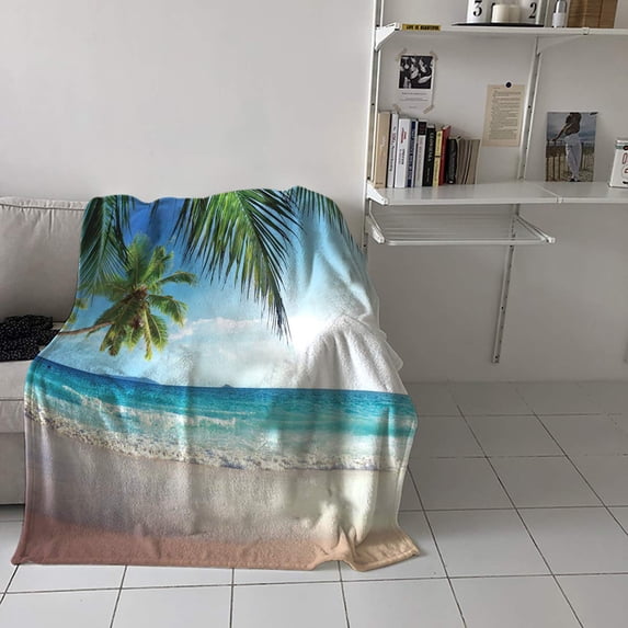 Coconut Tree Soft Warm Flannel Throw Blankets for Couch Bed Sofa Tropical Sunset Palm Tree Beautiful Landscape King Size