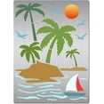 thumbnail image 1 of Coconut Tree Stencil Metal Summer Beach Sailboat Sun Geese Palms Painting Stencils Stainless Steel Template for Painting on Wood Wall Fabric Canvas Home Decor Art DIY Crafts 7.5x5.5inch, 1 of 7