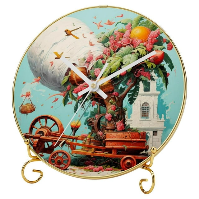 Coconut Tree & Stupid Cannon Round Printed Wall Clocks with Hooks and ...