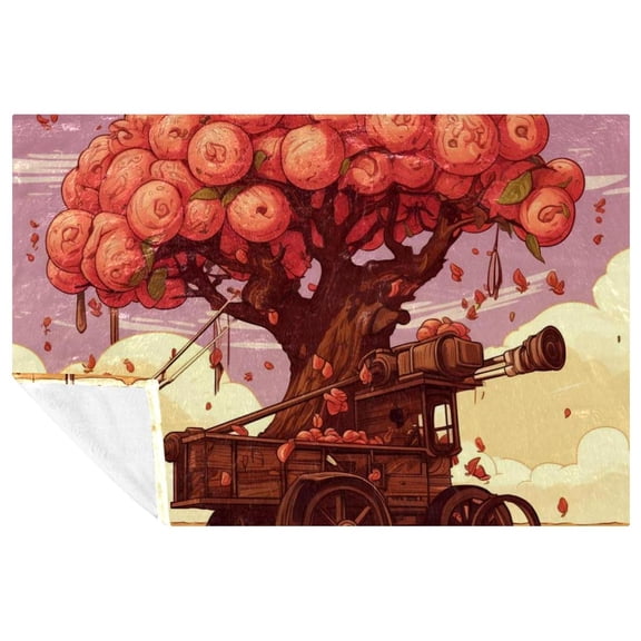 Coconut Tree & Stupid Cannon Super Soft Microfiber Throw Blanket - Lightweight Fluffy Blankets for Sofa, Bed, Couch, Office, and Camping