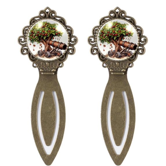 Coconut Tree & Stupid Cannon Vintage Copper-Colored Lace Bookmarks: Stainless Steel Book Markers for Readers and Book Lovers - Set of 2