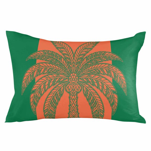 Coconut Tree Throw Pillow Cover 20 x 30 Inch Decorative Pillow Cover Boho Tropical Orange Green Stripe Summer Lumbar Pillowcase Seasonal Rectangle Cushion Case for Couch Sofa Bed Living Room