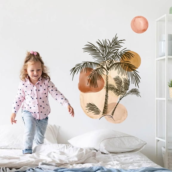 Coconut Tree Wall Stickers Wall Decal Peel and Stick Boho Vinyl Art Decor Mural Decals for Home Living Room Bedroom TV Background Decoration