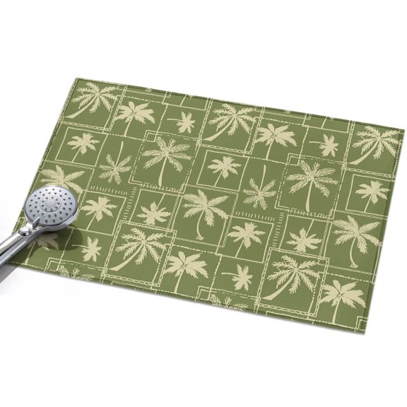 Coconut Tree Washable Area Rug 2 x 3 ft Tropical Plant Summer Grid Green, Soft Non Slip Rugs Stain Repellent Indoor Felt Carpet for Living Dining Room Bedroom Home Office