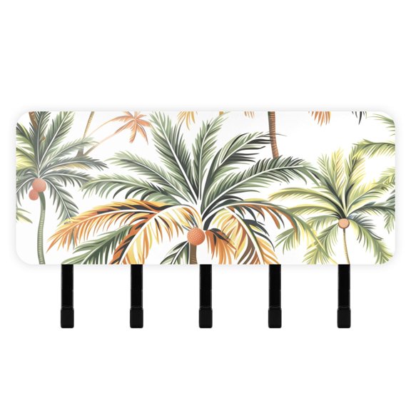 Coconut Trees Full Mail Holder Organizer Wall Mount with Shelf Key Holder Key Rack with 5 Key Hooks for Wall Decorative