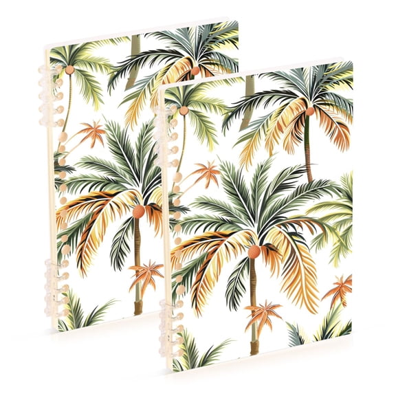 Coconut Trees Full Ring Binder Notebook Journey Note Diary College Ruled Spiral Notebook Study Loose Leaf Paper A5 60 Pages