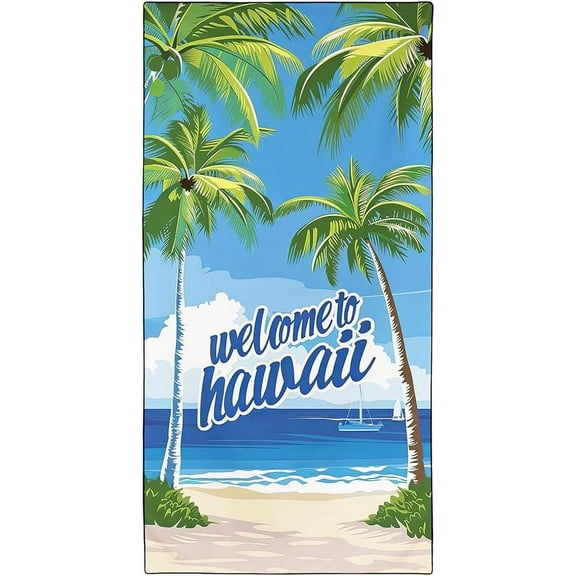 Coconut Trees Hawaii Beach Towel Oversized 71x36IN Quick Dry Towels Pool Accessories Cruise Essentials Vacation Gifts Summer Must Haves for Swimming Camping Travel