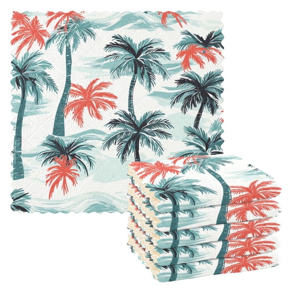 Coconut Trees Kitchen Cloth Dish Towels for Drying Washing Absorbent Dish Rags 6 Pack
