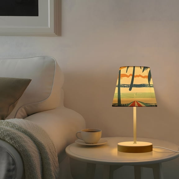 Coconut Trees Summer Umbrellas Desk Lamp 3 Color Modes LED Table Lamp Nightstand Reading Light for Bedroom Living Room