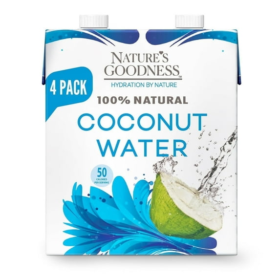 Coconut Water No Sugar Added - Unsweetened, Fat Free, Plant-Based Electrolyte Drink - 4 Pack 44.8 Fl Oz Total (4 x 330 ml) - Hydration Support for Fitness, Smoothies, and Everyday Wellness