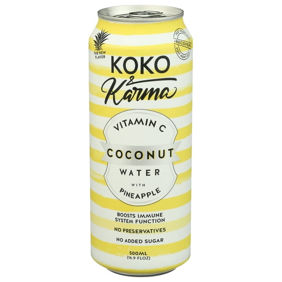 Koko Karma Coconut Water with Pineapple and Vitamin C 16.9oz Can