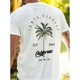 thumbnail image 1 of Coconut tree and alphabet graphic men's short-sleeved T-shirt, casual street style summer T-shirt, 1 of 6