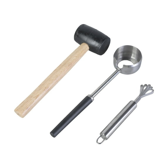 Coconuts Opening Cutter with Rubber Hammer Coconuts Planer Stainless Steels Coconuts Opening Cutter Easy Operate