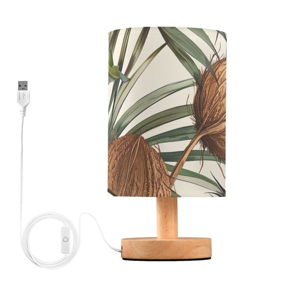 Coconuts Palm Leaves Table Lamp with USB Port LED Warm Light Lamp Night Light Home Decor