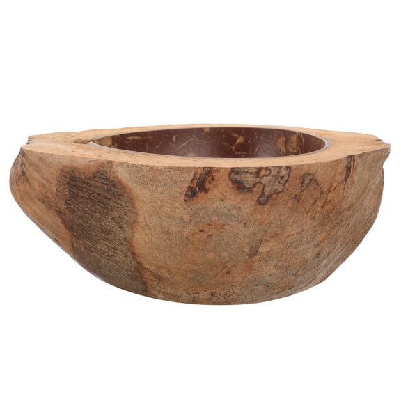 WHAMVOX Natural Coconuts Shell Round Bowl for Home Use Lightweight Multipurpose Snack and Salad Serving Brown 8.5 Inch