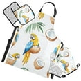 thumbnail image 1 of Coconuts and Cockatoos 5 Pcs Kitchen Set Heat Resistant Oven Mitts and Non-Slip Pot Holders with Adjustable Cooking Apron, 1 of 6