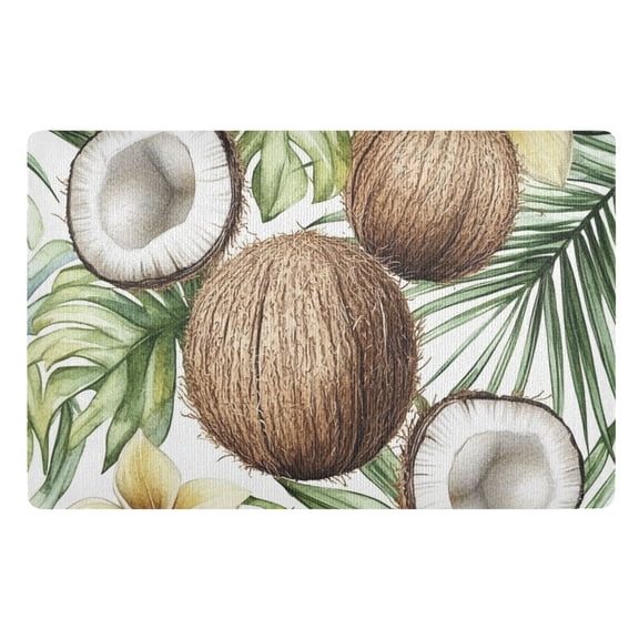Coconuts on Green Leaves Floor Door Mat Outdoor Indoor for Home Entrance Welcome Mats 32"x20"