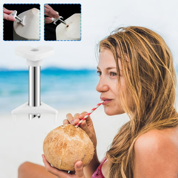 Coconutss Opener Tool Reusable Kitchen Accessories Stainless Steel with Non-Slip Grip for Effortless Cracking and Opening Perfect for Tropical Fruit Enthusiasts and Home Cooks AKLJWH