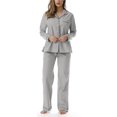 thumbnail image 1 of Cocoom Button Down Stripe Pajama Pant Set 6717-BLK-L (Black / White, Medium), 1 of 4