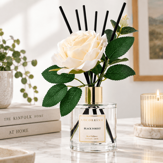Flower Inside Reed Diffuser Cocorrina Reed Diffuser Set Flower Black Forest 6.7 Oz Scented With ...