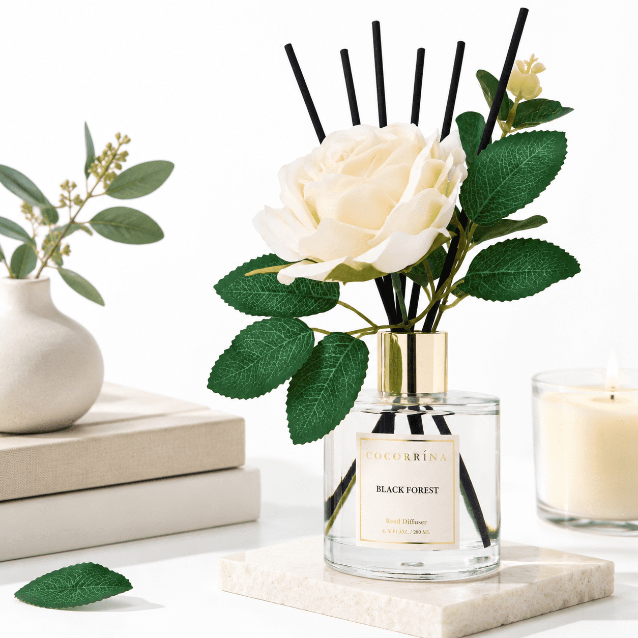 Cocorrina Reed Diffuser Set Flower Black Forest 6.7 Oz Scented With ...