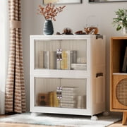 Cocosity 2 Drawers Stackable Foldable Storage Containers with Rolling Wheel for Home Office Organizing Small Items