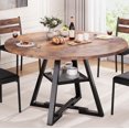 thumbnail image 1 of Hijob 47 inch Wood Kitchen Table for 4, Round Dining Table with Storage Shelf for Home Dining Room Living Room Brown, 1 of 9