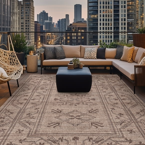 Cocosity 8' x 10' Natural Jute Area Rugs for Indoor Patios Balconies