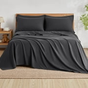 Cocosity Bed Sheets Set with 6 Pieces，Extra Soft Made from Microfiber Deep Pocket Sheet Set, Queen Dark Gray