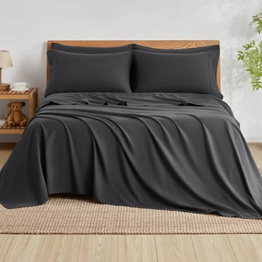 Cocosity Bed Sheets Set with 6 Pieces，Extra Soft Made from Microfiber Deep Pocket Sheet Set, Queen Dark Gray
