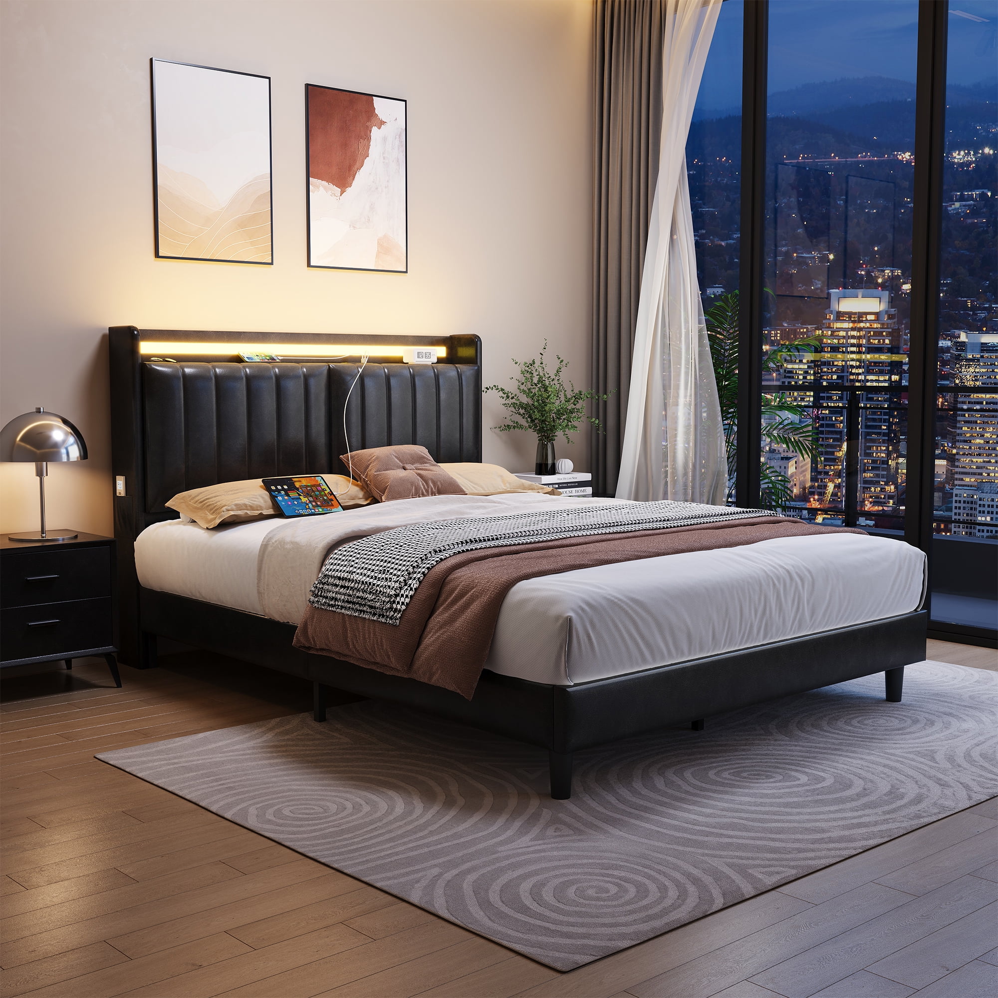 Cocosity Full Size Upholstered Bed Frame with Ergonomic & Adjustable