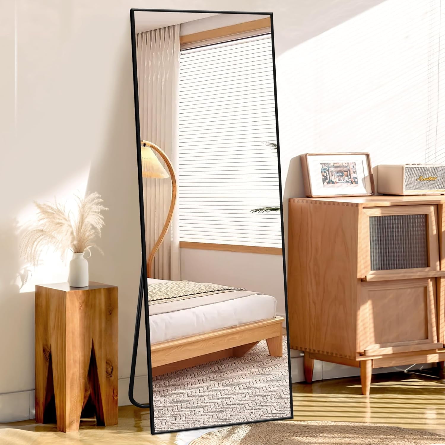 Cocosity Rectangular Black Frame 59"x16" Floor Dresser Mirrors for Living Bed Bath Office Room Wall