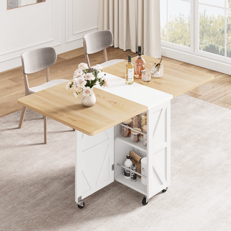 Small Folding Table On Wheels HOMCOM Mobile Drop Leaf Dining Table