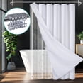 thumbnail image 1 of Cocosity Waffle Textured Polyester Fabric Heavy Duty Shower Curtains & Liners & Hooks - White 72"x72", 1 of 9