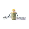 thumbnail image 1 of Cocosmile Striped Kids Stainless Steel Thermal Water Bottle with Carrying Lanyard, Vacuum-Insulated, BPA-Free, Durable Cup, 17 oz, Grey Green (With Straw), 1 of 8