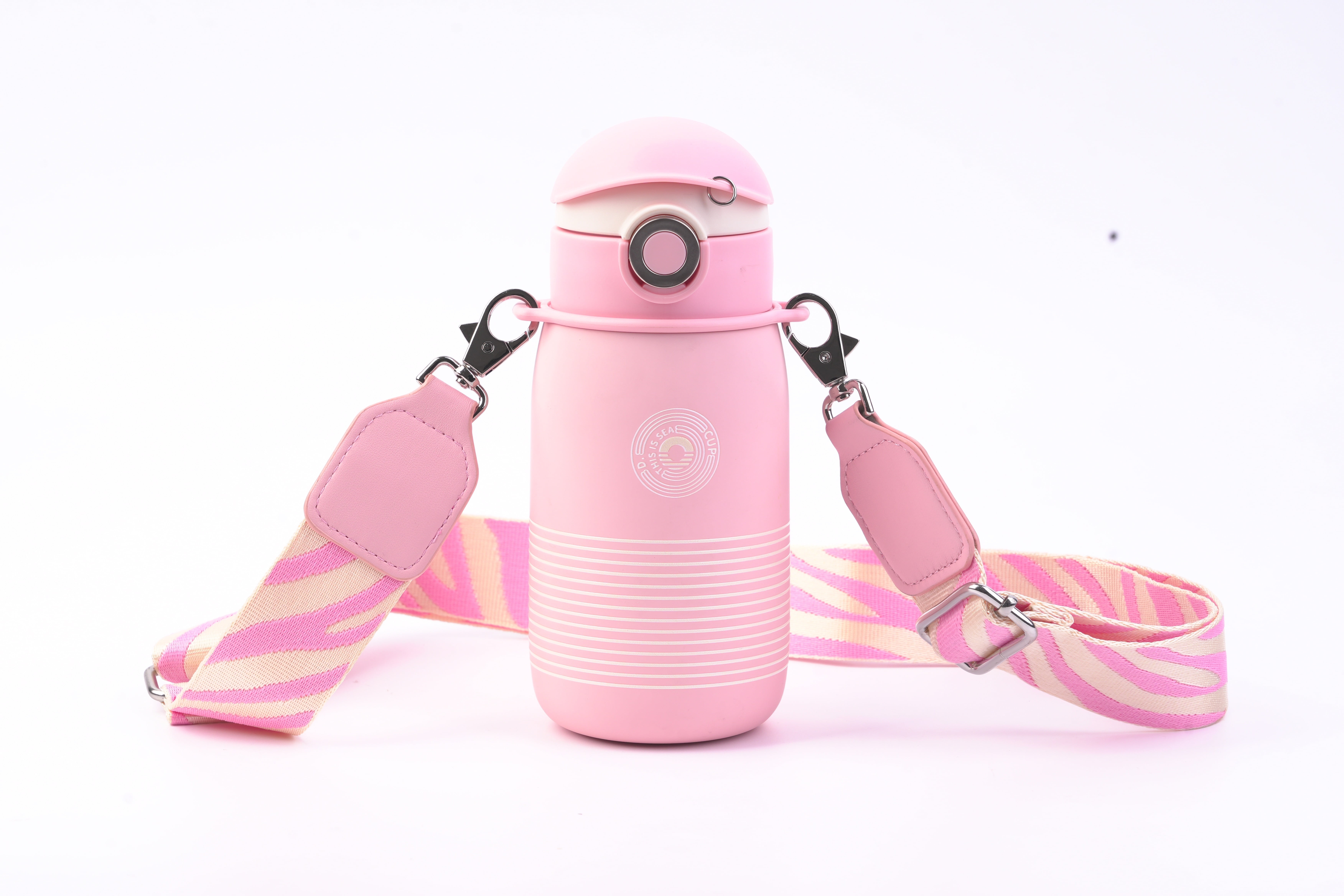 Cocosmile Cap Striped Direct Drinking Thermoses Bottle for kids (Pink)