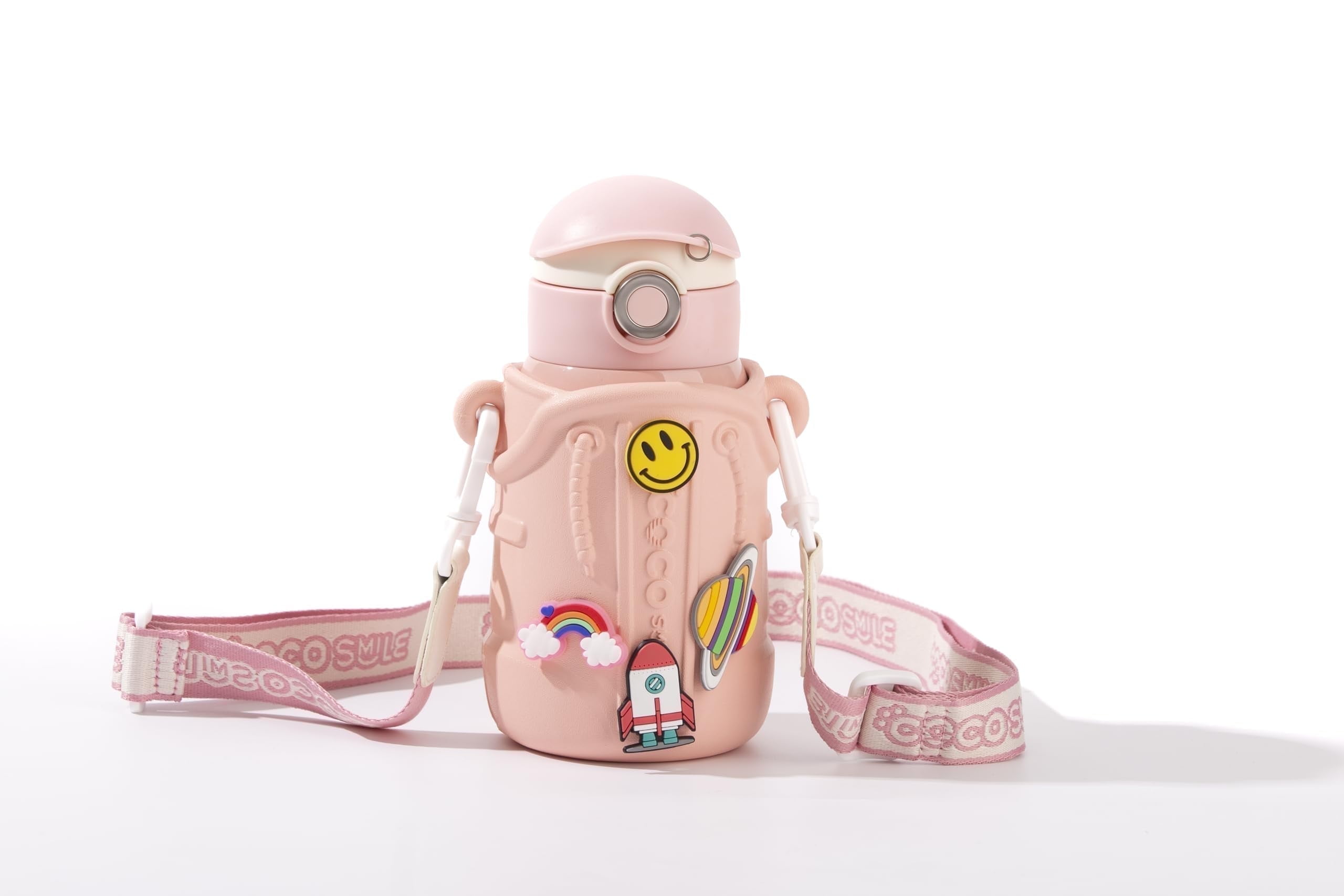 Cocosmile Fun Charm Direct Drinking Thermoses Kids Cup with Sleeve 17oz (Pink)