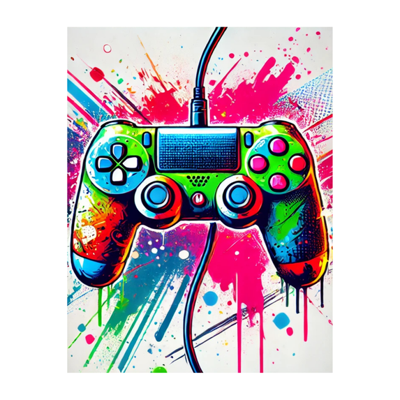 Cocosmile Game Controller Poster - Gaming Print - Joystick Art - Controller Art - Video Game Art - Colorful Gaming Room or Kid's Room Wall Decor - 24x32 UNFRAMED Wall Art