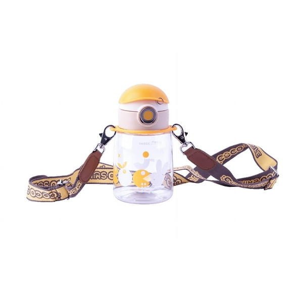 Cocosmile Exquisite Kids Water Bottle - Durable & Modern Design - Easy Open Button & Carrying Lanyard - Tritan BPA Free Pure Plastic Water Bottle for School Boys Girls, Kids Cup (With Straw)