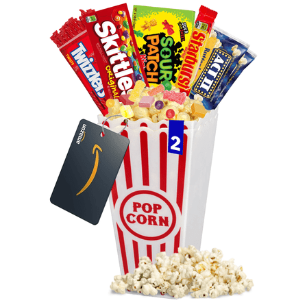 Movie Night Popcorn and Candy Gift Basket Plus 1 Movie Night Rentals (Pack Of 1, Sour)